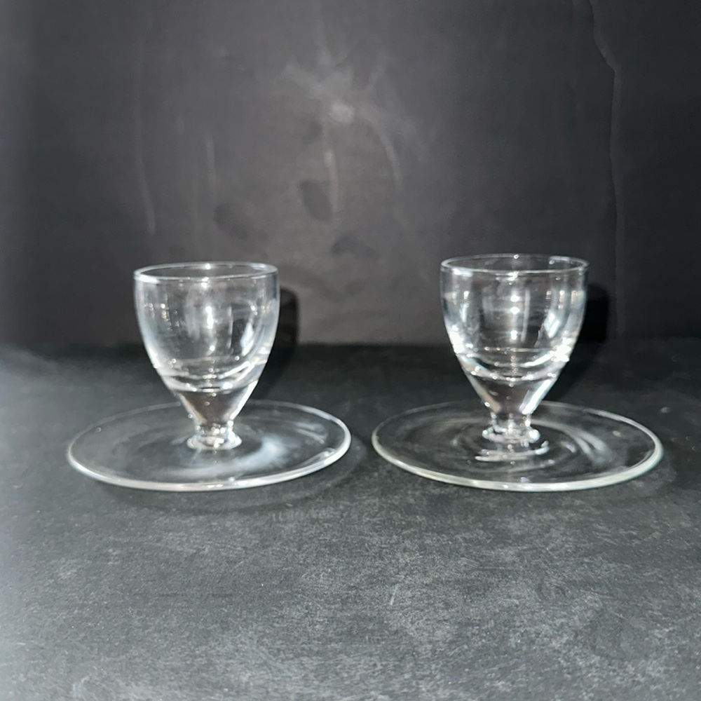 2x Vtg  (possible Holmegaard Glass) Egg Cups, Scandinavian Glass